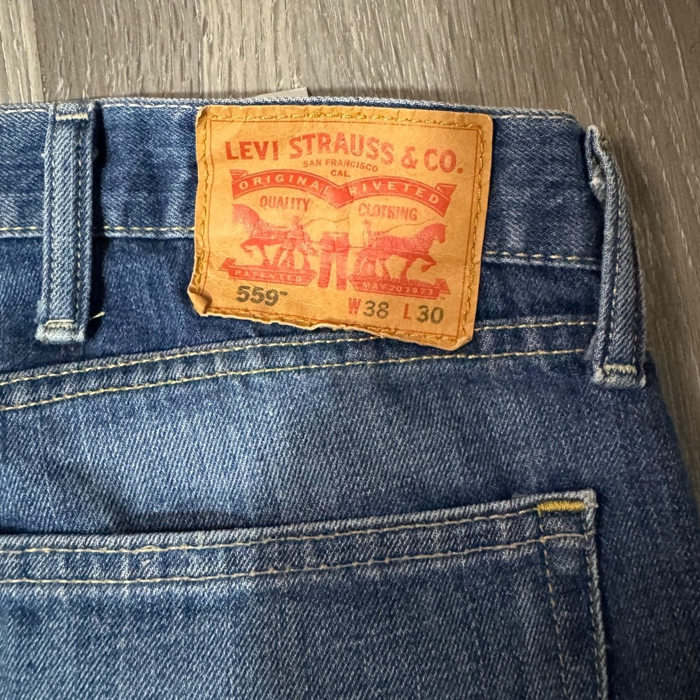 Levis 559 Big E Relaxed Straight Jeans Mens 38x30 Medium Wash Denim - Picture 6 of 8
